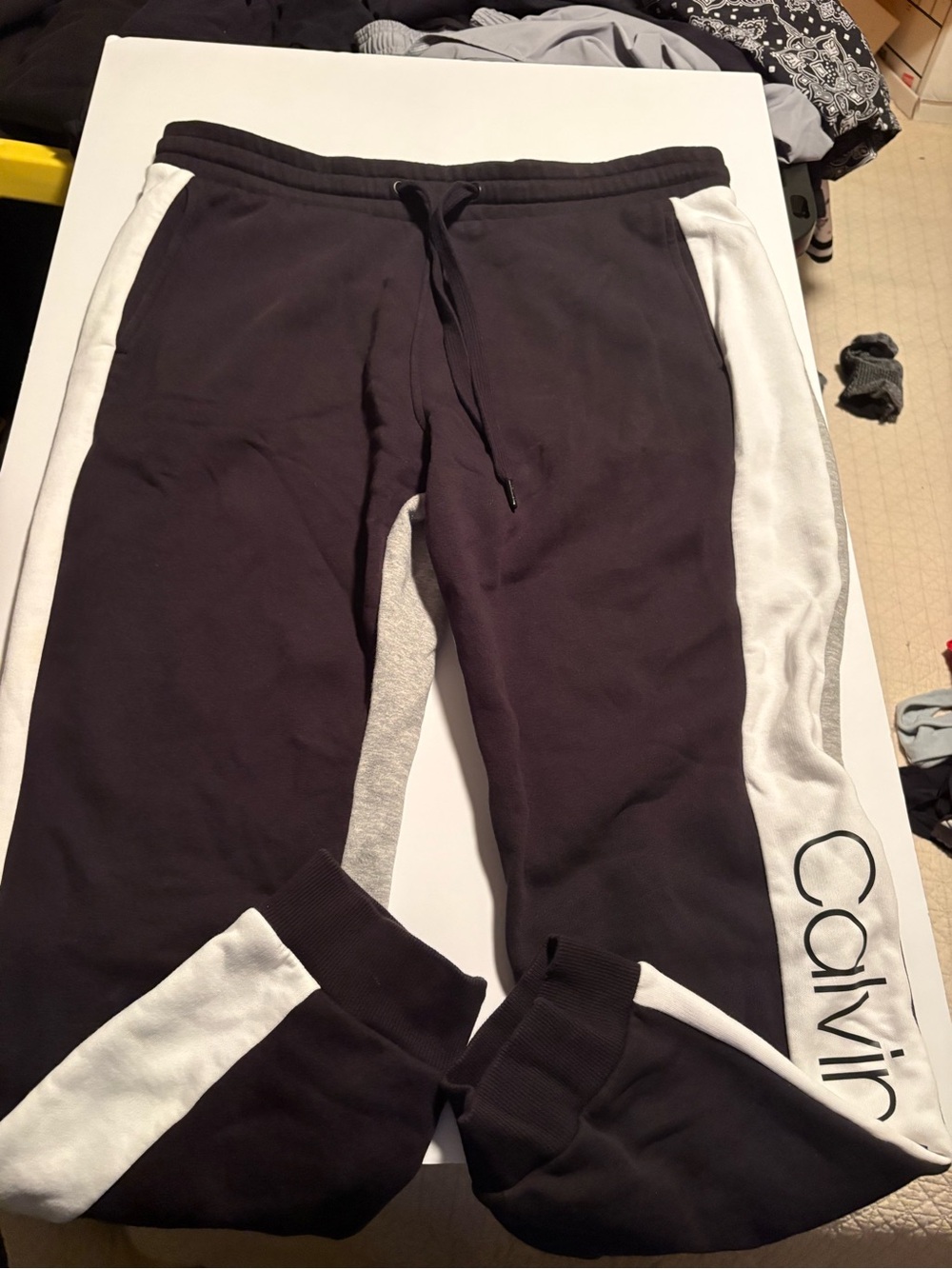 Calvin Klein Black Joggers with White Side Panels